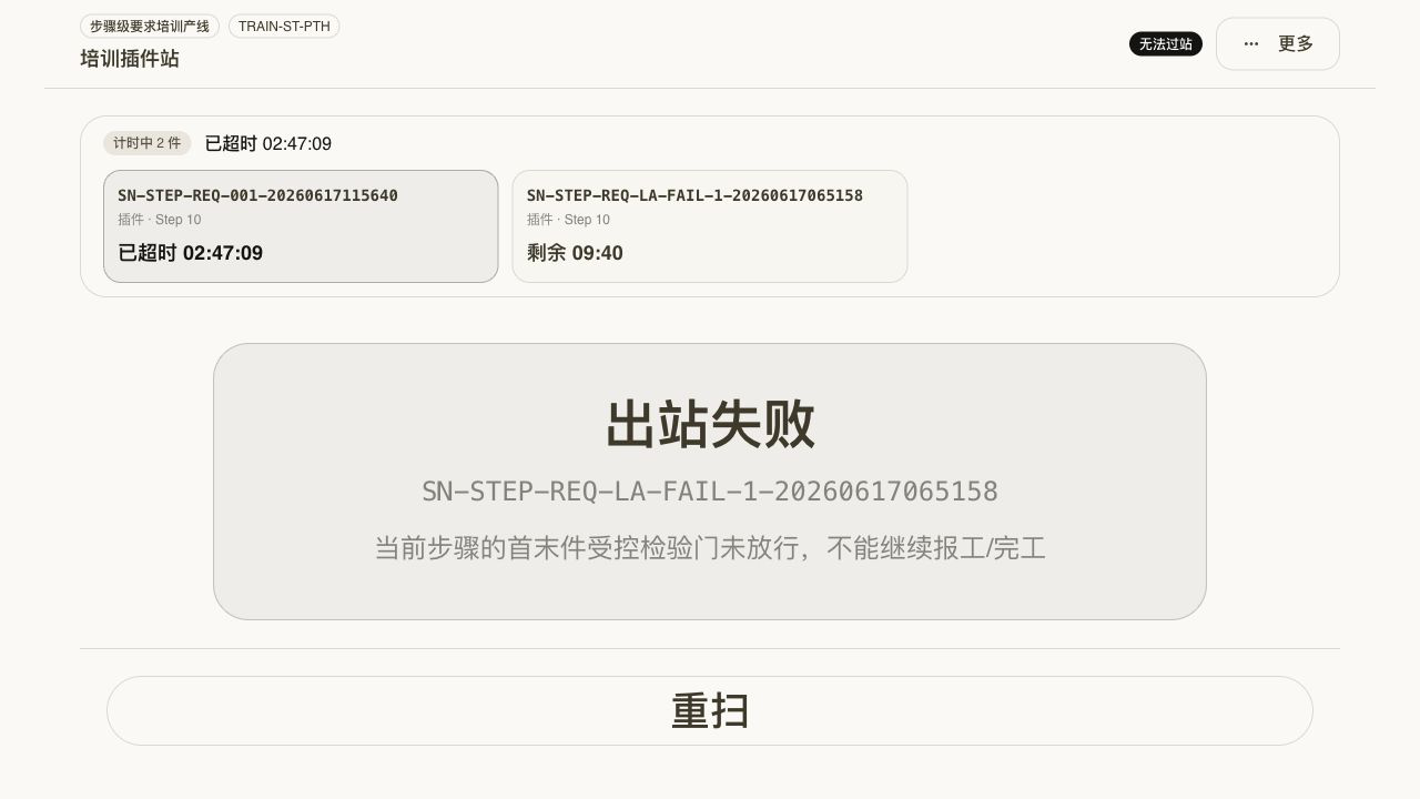 末件 FAIL 当前步骤出站拦截